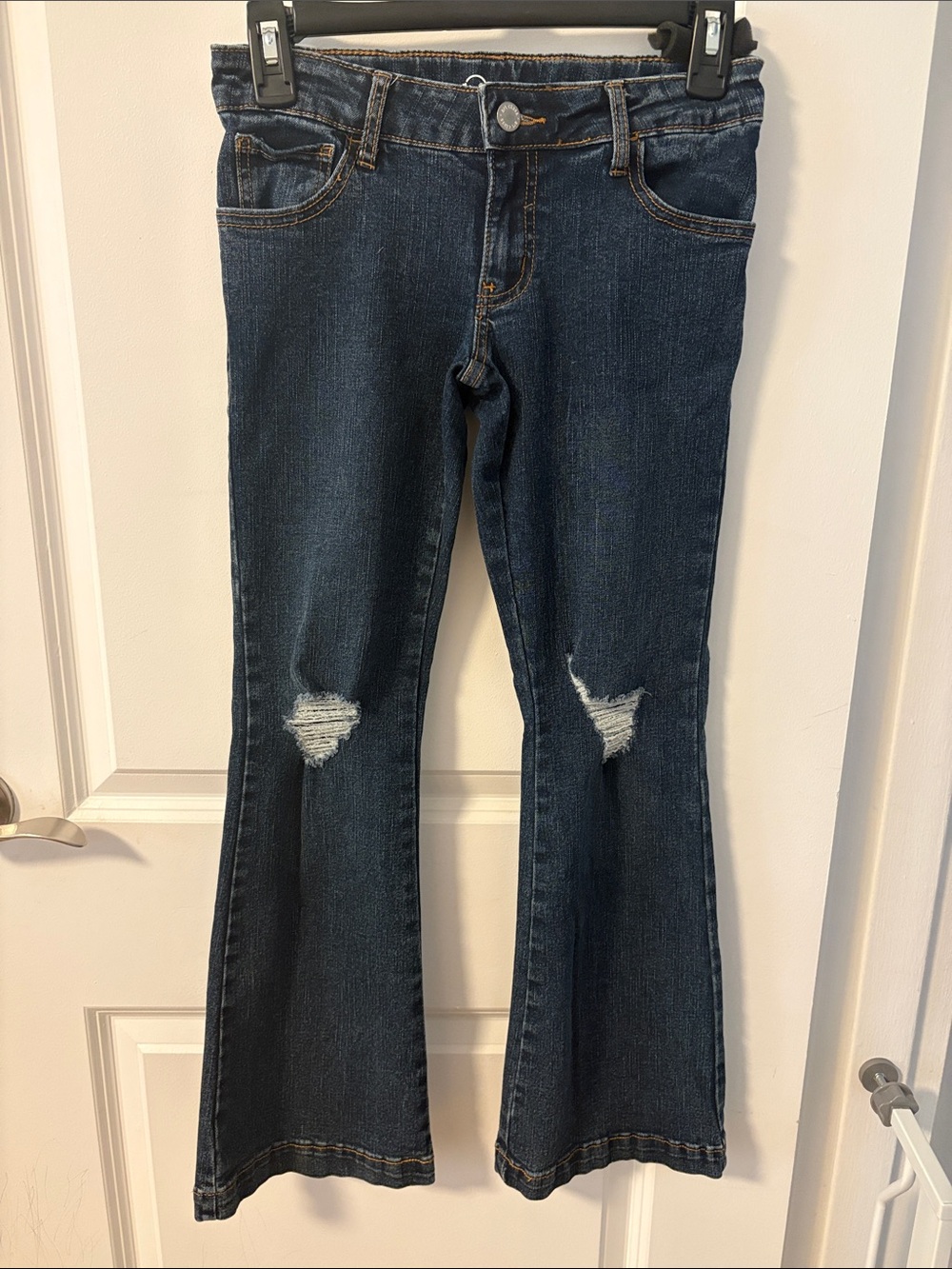art class Dark Blue Distressed Flare Jeans